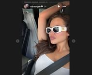 Mara Teigne's selfie in the car (IG/Mara Teigen)